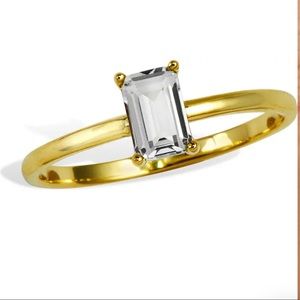 Savvy Cie White Topaz Baguette Ring
